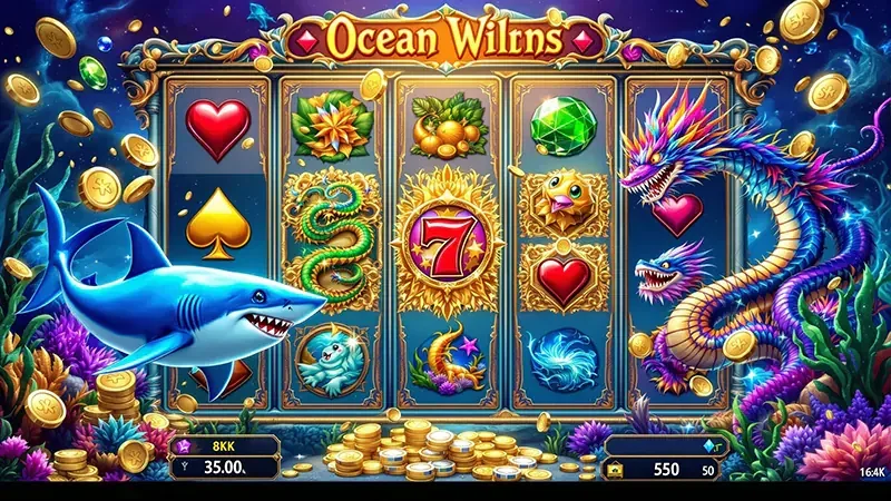 Target ikan bergerak pada layar permainan arcade